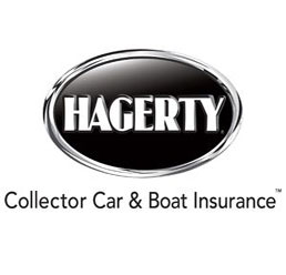 Hagerty Collector Car & Boat Insurance white background with black oval hagerty with white letters inside oval collector car & boat insurance in black letters below oval